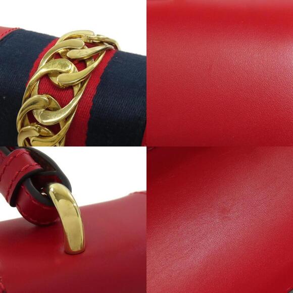 GUCCI Authentic Red Leather Sylvie Shoulder Bag - Picture 8 of 11